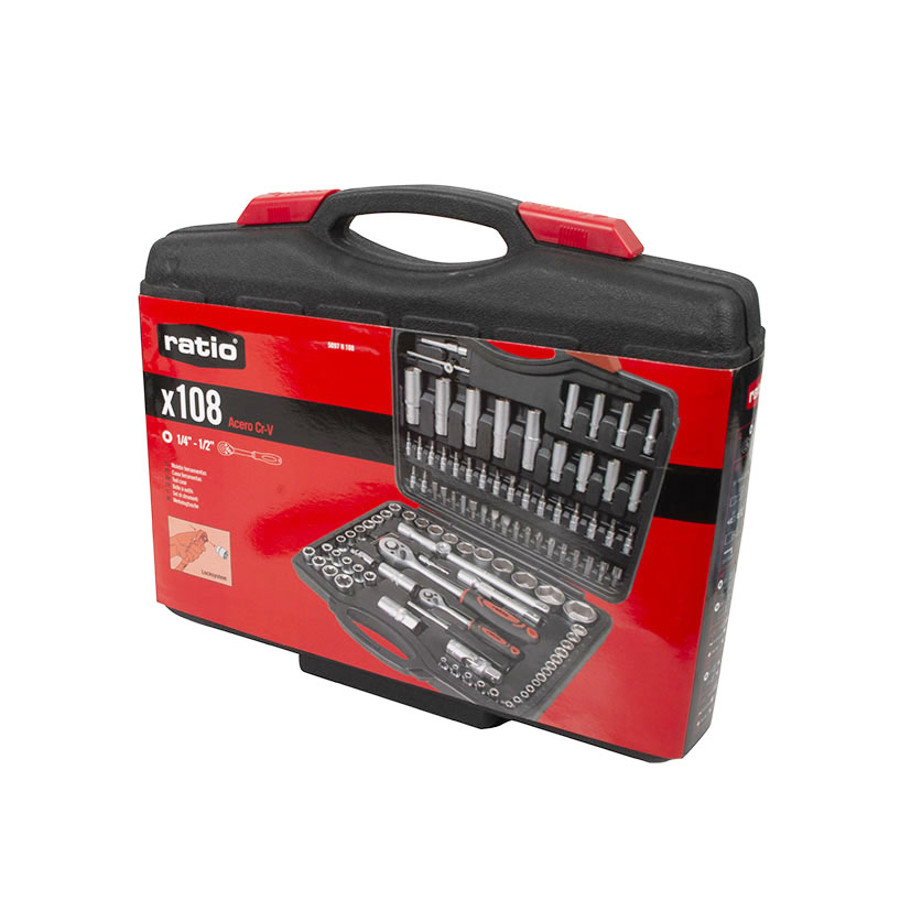 MALETIN HERR.108 PZAS.1/4"1/2"CR-V RATIO - Imagen 4